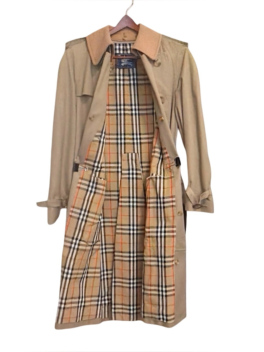 Vintage Men’s Burberry Trench Coat | Nova Check Removable Liner | Belted | 42R